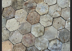 Le Port de Dinan French Reclaimed Terra Cotta Tile Hexagon