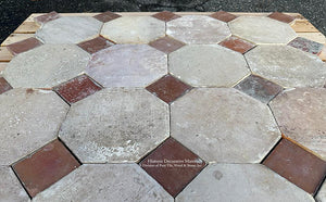 Gargilesse-Dampierre Antique French Terra Cotta Tile Octagon + Cabochon