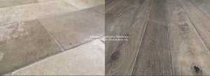 Montclair Aged French Limestone + Kings of France 18th Century French Oak Floors in Cèpes