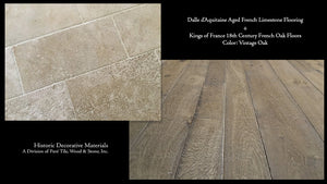 Dalle d'Aquitaine Aged French Limestone and Kings of France 18th Century French Oak Floors in Vintage Oak