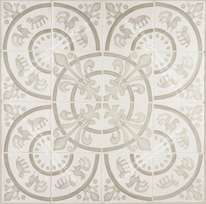 French Encaustic Decorative Wall Tile " Rosace: Queen's Country House"