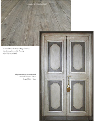 Master Crafted Antiqued Solid Wood Doors: Gris Foncé et Clair + Kings of France French Oak Floors