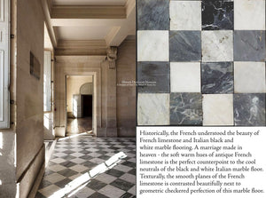 Antique Italian Black and White Nero & Bianco Carrara Marble Checkered Stone Flooring + French Limestone