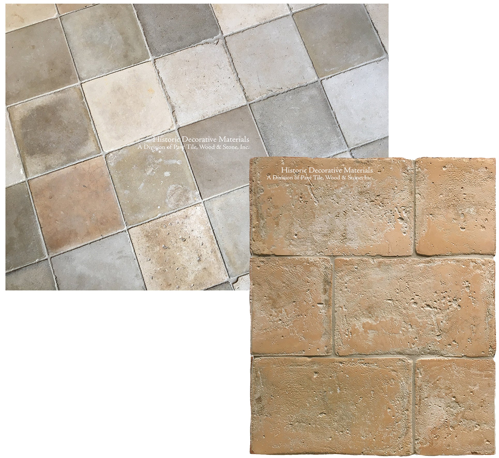 reclaimed cement tile and Italian terra cotta tiles