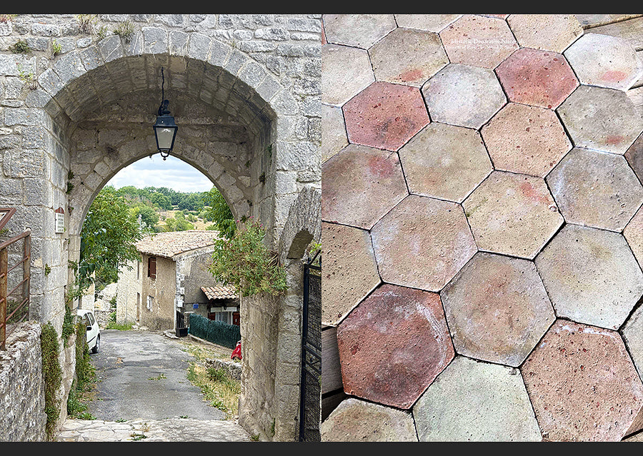 The antique French limestone portico and antique terra cotta roof cand floor tiles define French Provençal interiors.