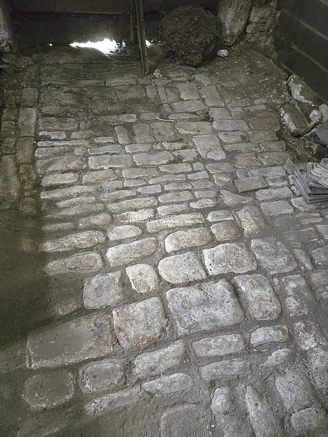 Salvaged from a 17th century relais de poste, these antique French limestone cobblestones were a path that Napoleon walked upon.