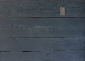 Antiqued black French oak flooring with wide planks, hand-finished patina and natural wood grain