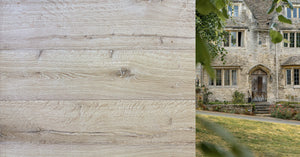 Handcrafted antiqued French oak floor – Castle Combe rustic wide planks with pale mineral tones and historic patina