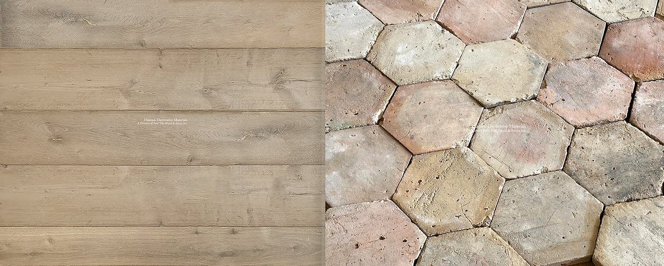 This reclaimed French terra cotta tile's soft color palette makes for a lovely kitchen floor.