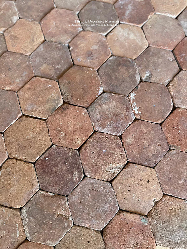 Hand-molding and wood-fired, a salvaged French reclaimed terra cotta tile is lost art.