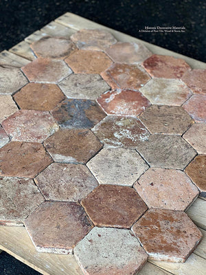 Conques-en-Rouergue French Reclaimed Terra Cotta Tile Hexagons