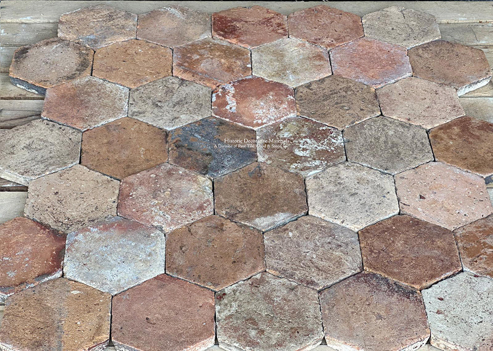 Conques-en-Rouergue French Reclaimed Terra Cotta Tile Hexagons