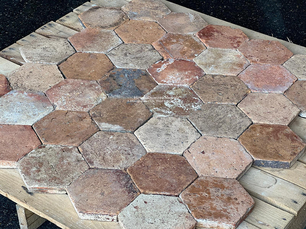 Conques-en-Rouergue French Reclaimed Terra Cotta Tile Hexagons