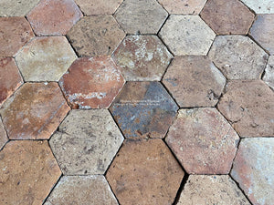 Conques-en-Rouergue French Reclaimed Terra Cotta Tile Hexagons