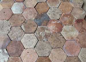 Conques-en-Rouergue French Reclaimed Terra Cotta Tile Hexagons