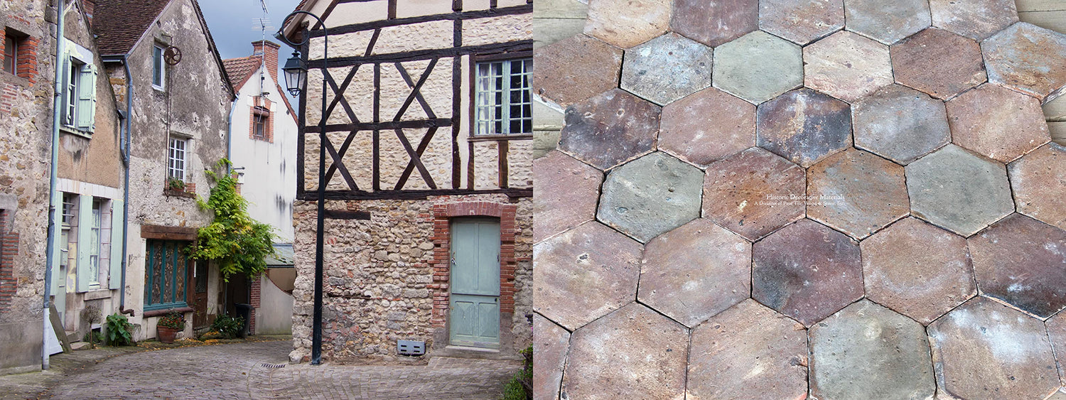 Reclaimed Terra Cotta Tile Entryway for Old-World French Provincial Homes