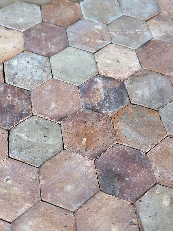 French Salvaged Terra Cotta Pavers for Traditional European Wine Cellar Design
