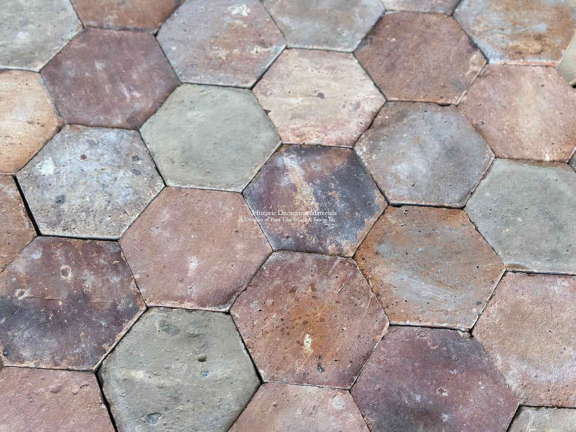 Antique French Terra Cotta Flooring for Luxury Wine Cellar With Stone Walls