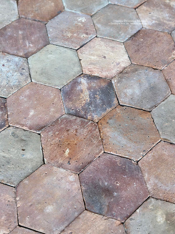 Antique Terra Cotta Tiles for Rustic French Country Mudroom Interior