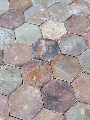 Antique Terra Cotta Tiles for Rustic French Country Mudroom Interior