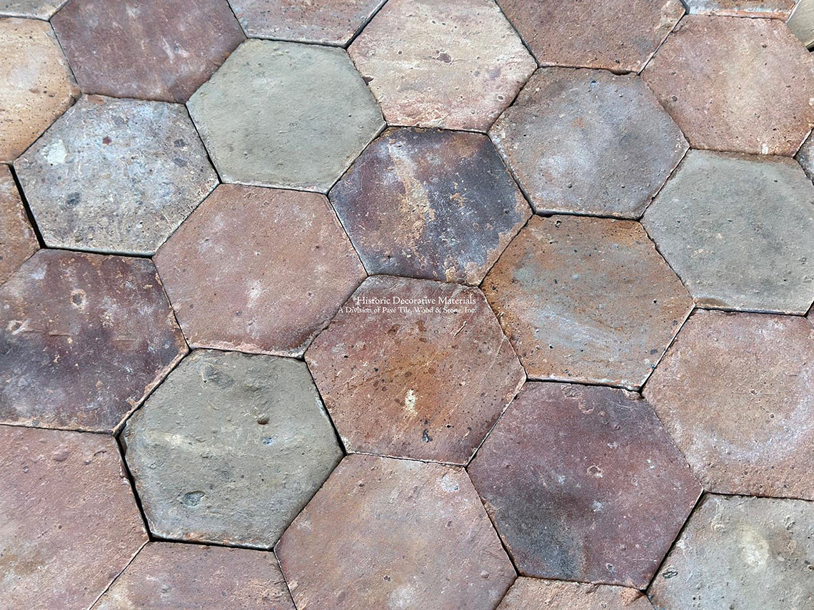 French Country Terra Cotta Tiles in Functional Mudroom With Historic Design