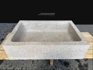 French Country Limestone Sink for Luxury Powder Rooms