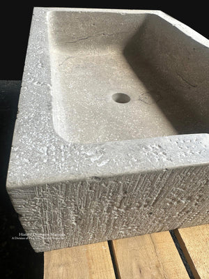 Antiqued French Limestone Bath Sink for Historic Homes