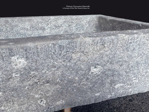 French Limestone Vessel Sink in French Ashlar Gray Antiqued Stone Basin