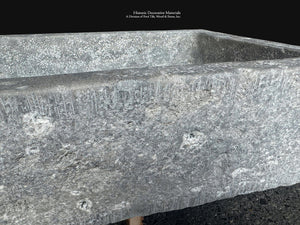French Limestone Vessel Sink in French Ashlar Gray Antiqued Stone Basin