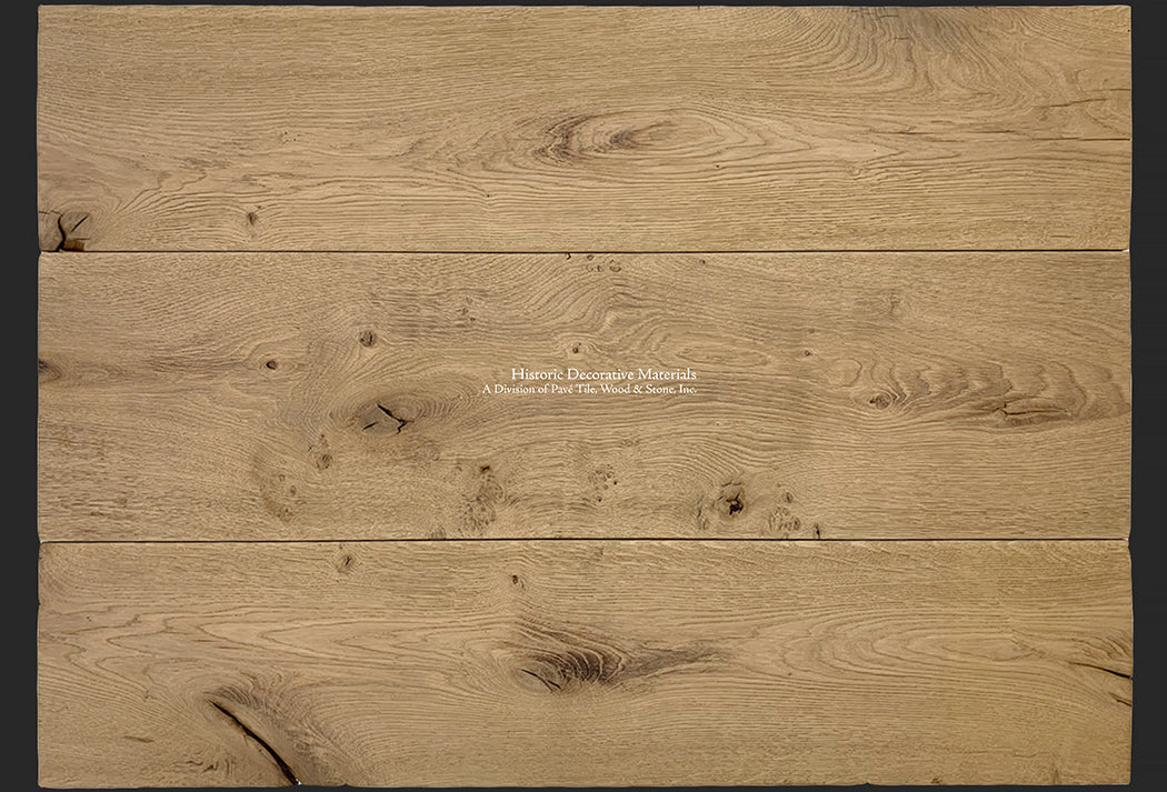 Historically authentic, these French oak wide-plank floor appear to have stepped out of the 18th century.