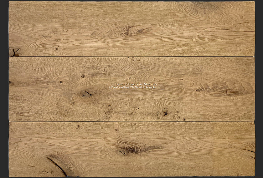 The most natural oak color wide-plank aged French oak floors that appear to step out of the 18th century.