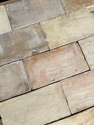 Parefeuille from Provence French Reclaimed Terra Cotta Tiles have aged edge detail for historic grout lines.