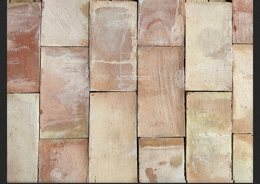 French reclaimed terra cotta tile parefeuille are handmade rectangular tiles from Provence.