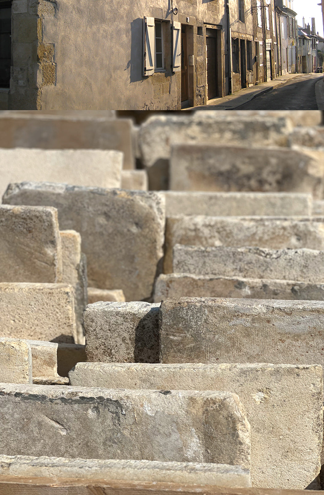 The beauty of antique French limestone floors add historic luxury to an interior.