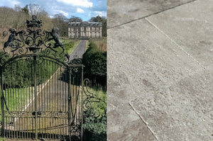 The magnificence of antique French limestone floors installed in manor homes exude historic elegance.