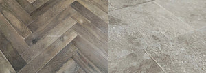 To elevate historic interiors, install antique French oak chevron floors with antique French limestone flooring.