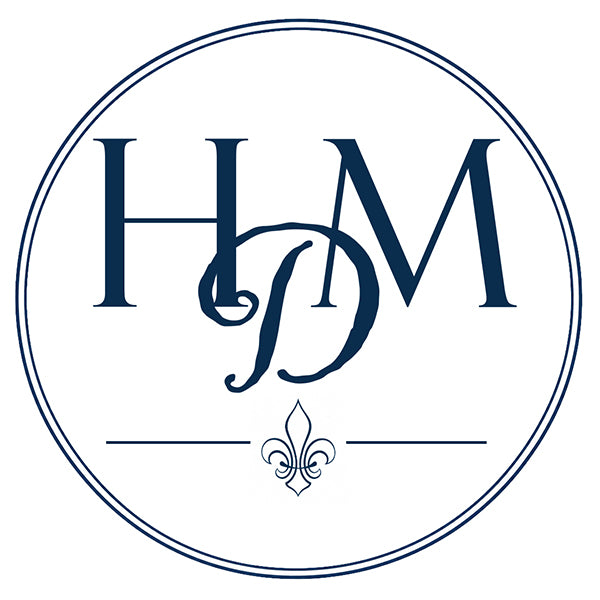 Historic Decorative Materials HDM logo – French oak flooring, French limestone, Belgian bluestone, reclaimed French terra cotta and Dutch Delft tiles