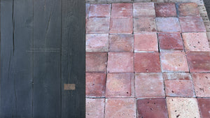 Alsace Schoolhouse 1875 reclaimed French terra cotta paired with Blackheath antiqued French oak flooring