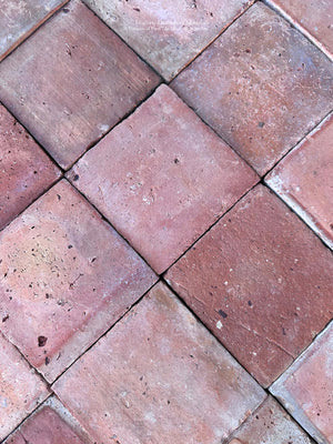 150-year-old reclaimed French terra cotta flooring handmade in Alsace France circa 1875