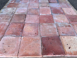 Antique French terra cotta floor tiles salvaged from historic Alsatian schoolhouse PA 296