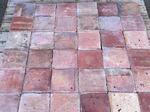 Authentic reclaimed French terra cotta square floor tile 6⅜ inch from Alsace France