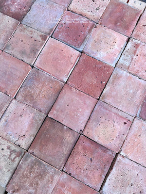 Reclaimed French terracotta flooring PA 296 salvaged from kitchen salon and rooms of Alsace schoolhouse