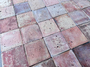 19th century reclaimed French terra cotta flooring from Burgundy fromagerie