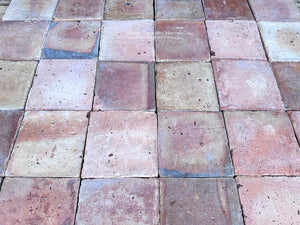 Reclaimed terra cotta floor tiles from historic women’s bathhouse Normandy France