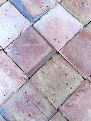 Reclaimed French terra cotta flooring handmade square tiles Normandy France