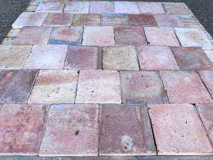 150 year old French terra cotta floor tile with authentic antique patina