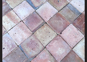 Reclaimed French terra cotta tile Normandy Bathhouse 1875 antique flooring
