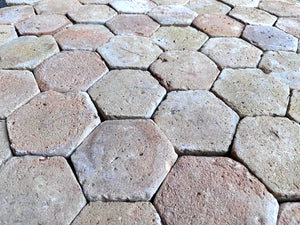 Reclaimed French terra cotta tiles salvaged from historic sheep and goat farm near Italian border