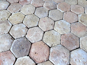 Reclaimed French terra cotta tiles antique hexagons for Mediterranean interior design