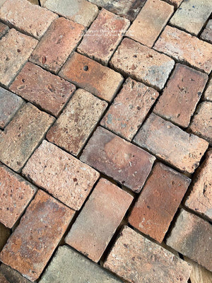 Handmade antique French terra cotta bricks reclaimed from historic wine cellar